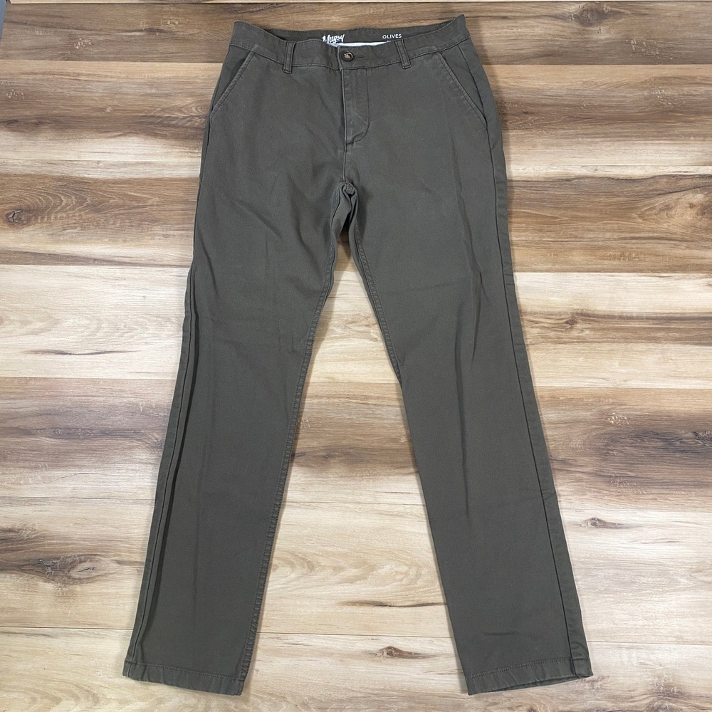 Mugsy Jeans Olives Mens 32x32 Dark Olive Green Chino‎ Pants K6PNOL Stretch